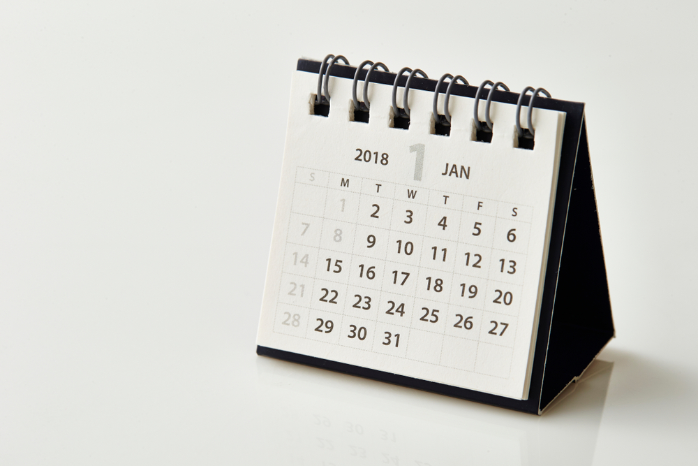 calendar, new year, january, 2018