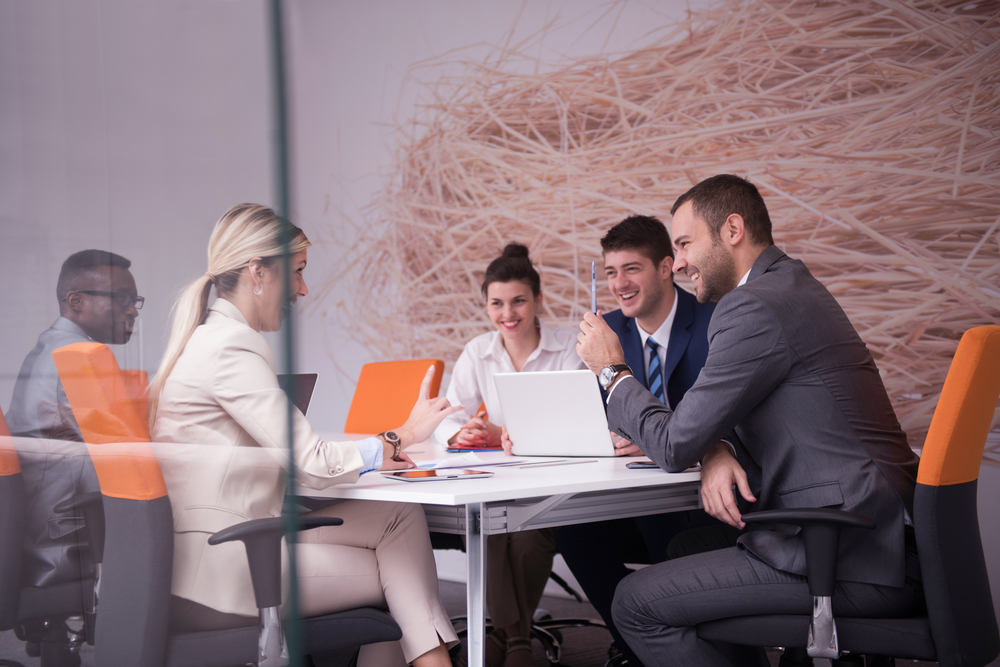 boardroom, meeting, employees, discussion, happy, atmosphere