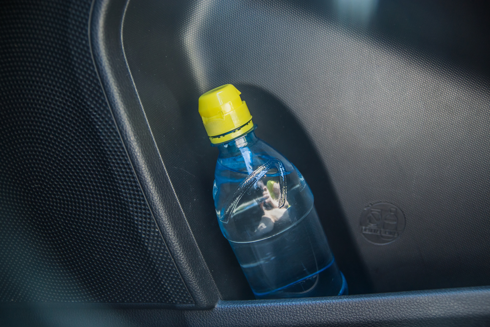 water bottle, water, car, cleaning